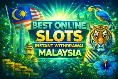 Best online slots Malaysia with instant withdrawal featuring spinning reels, jackpot symbols and Malaysian Ringgit currency