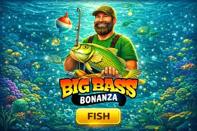 Big Bass Bonanza fishing slot with fisherman wild symbol catching money fish in free spins